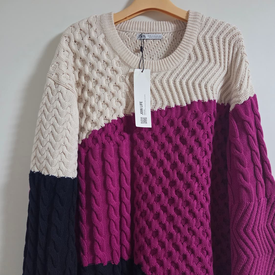 자라 컬러 배색 케이블 니트 스웨터 상품이미지2