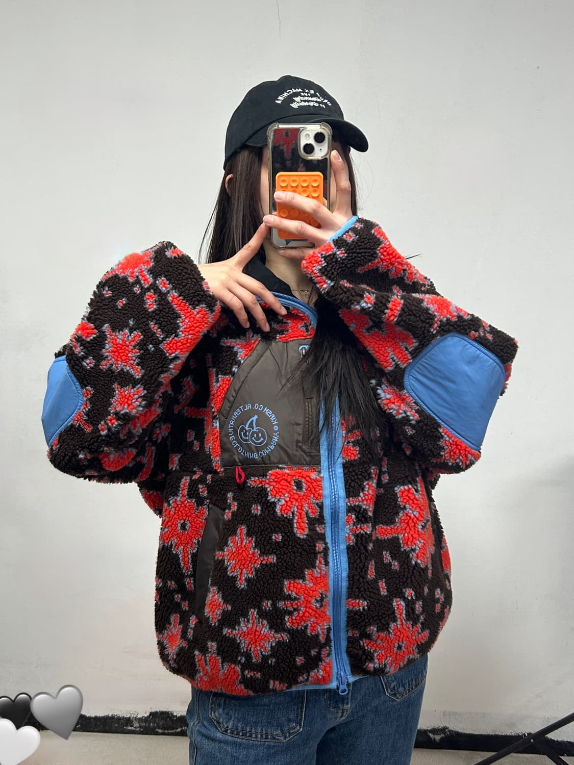 키르시 두들 체리 패턴 플리스 리버시블 자켓 상품이미지1