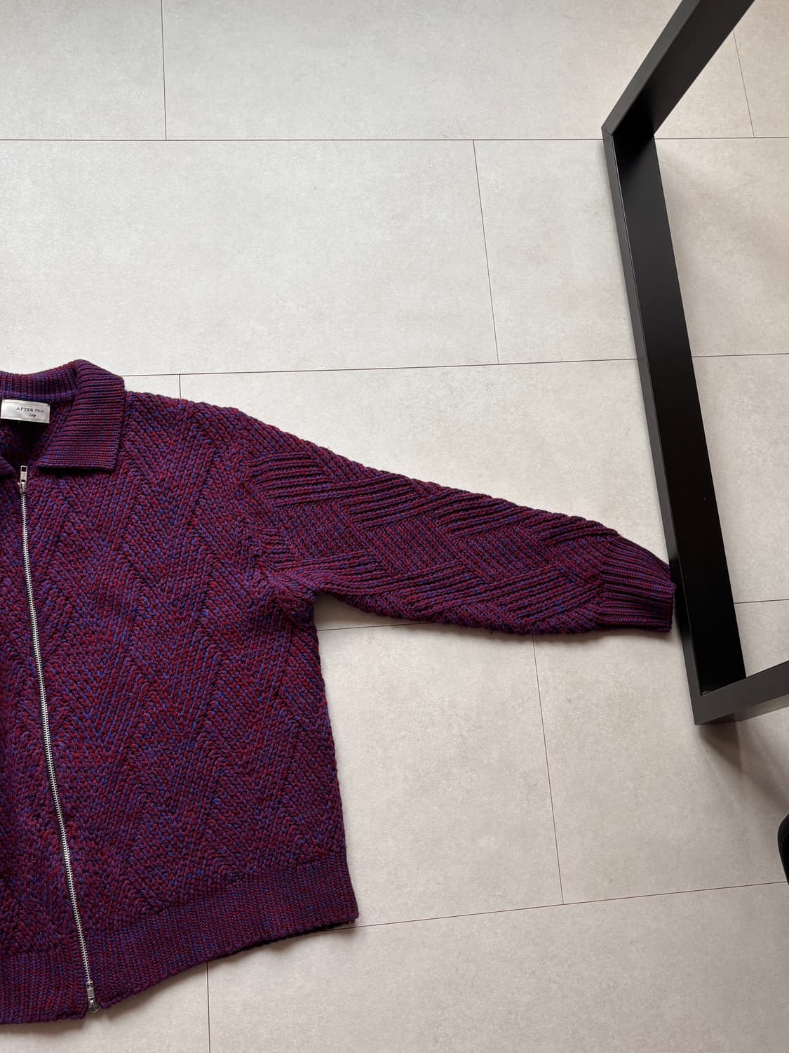 Wool Blend Purple Knit Zipup Cardigan L 상품이미지3