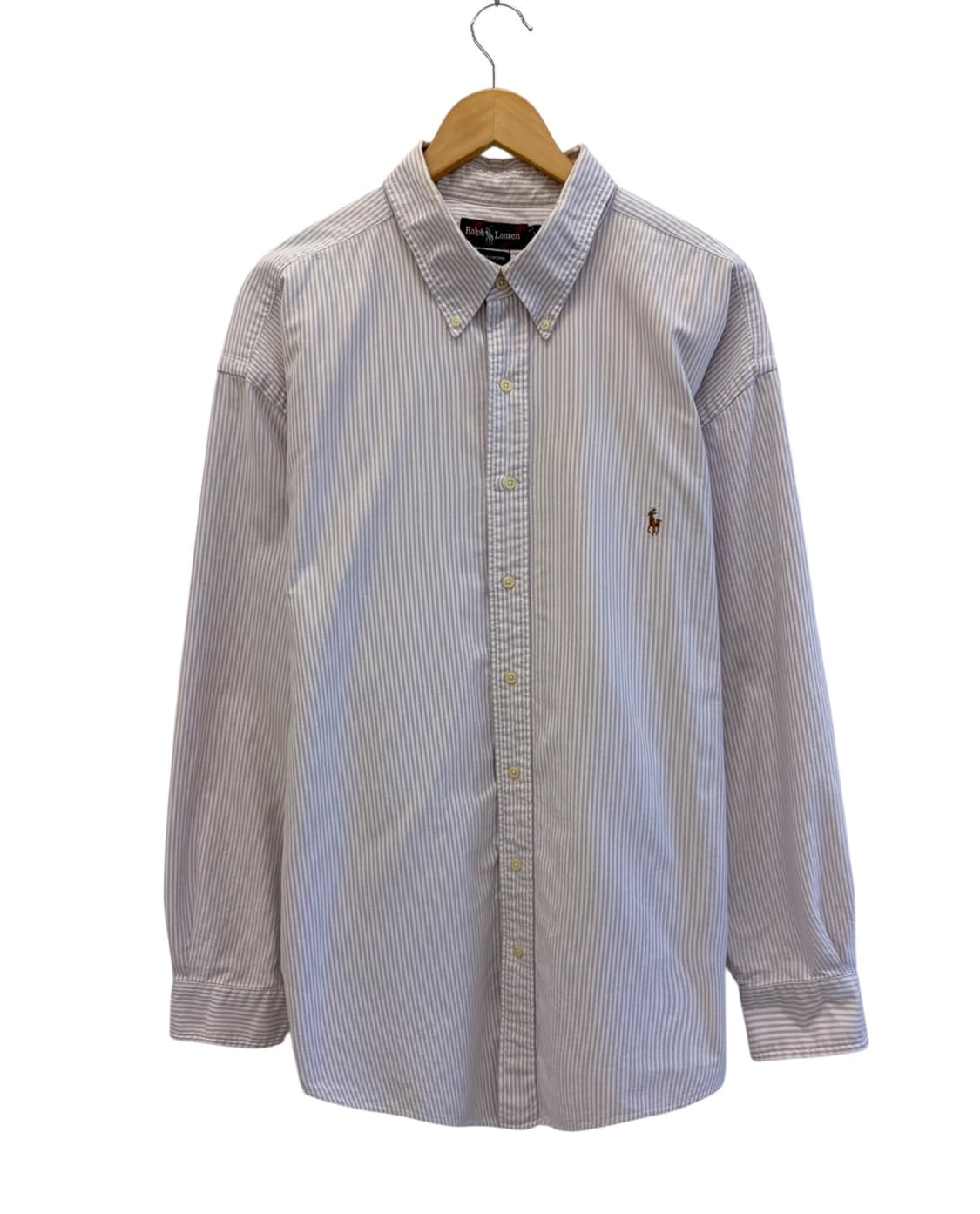90s 폴로 스트라이프 셔츠 화이트 & 퍼플 (3XL)  상품이미지1