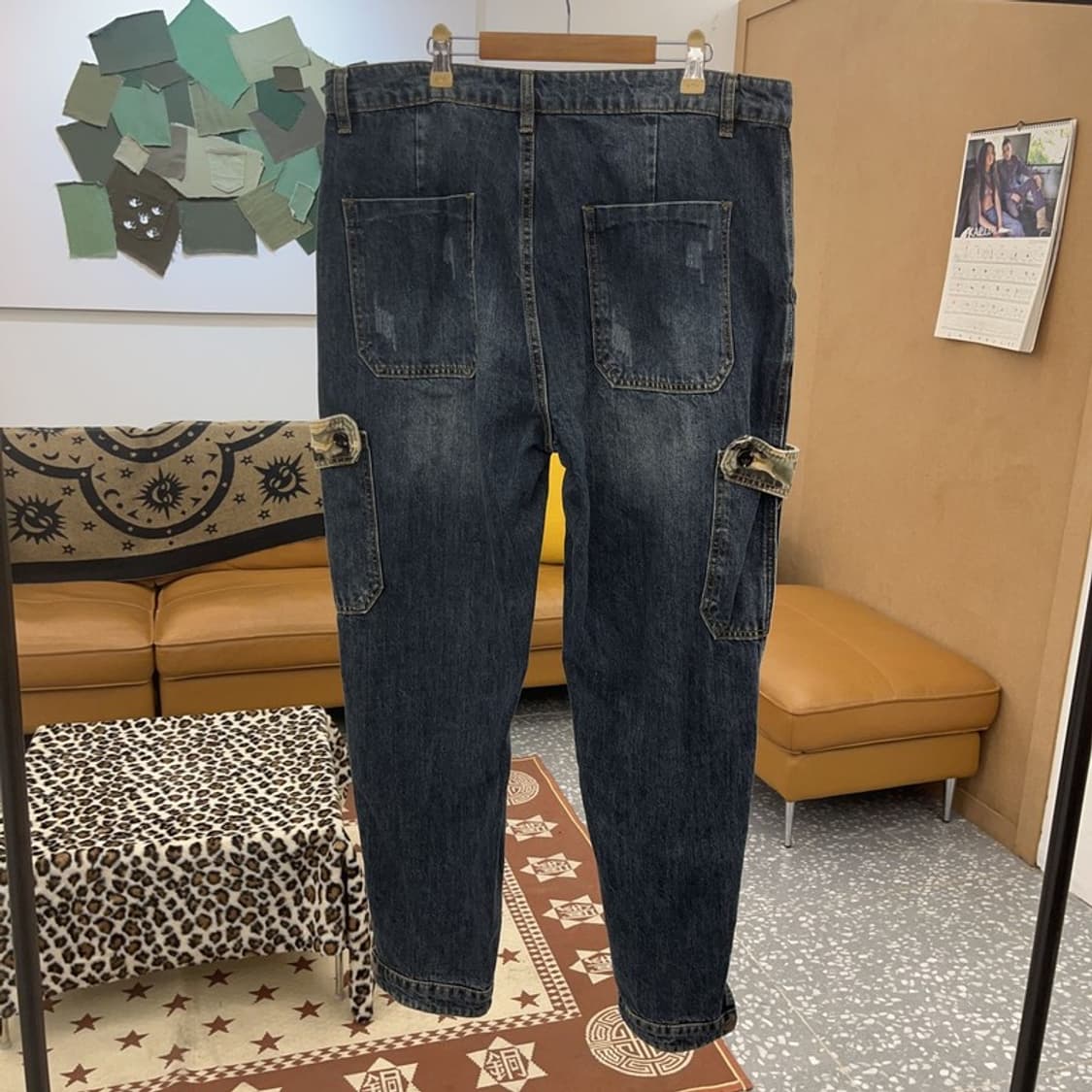 빈티지 스트릿 힙합 카모플라주 밀리터리 카고 데님팬츠 36 C09635 상품이미지4