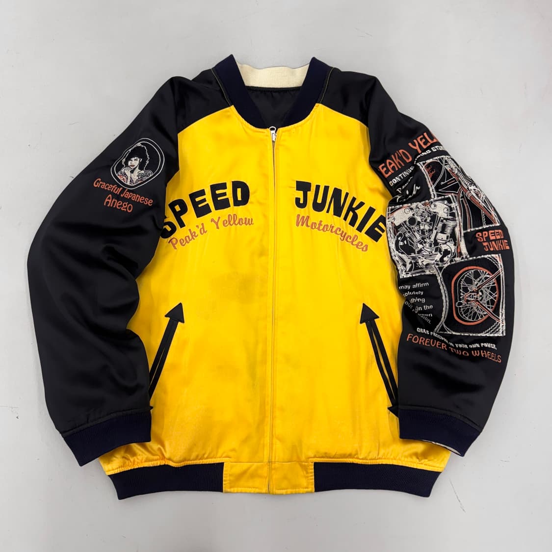 Tedman 테드맨 제팬 peak’d yellow 바이커 리버시블 스카쟌 상품이미지2