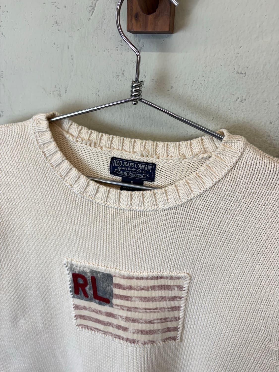 폴로랄프로렌 폴로진스 빈티지 성조기 코튼 니트 아이보리 상품이미지5