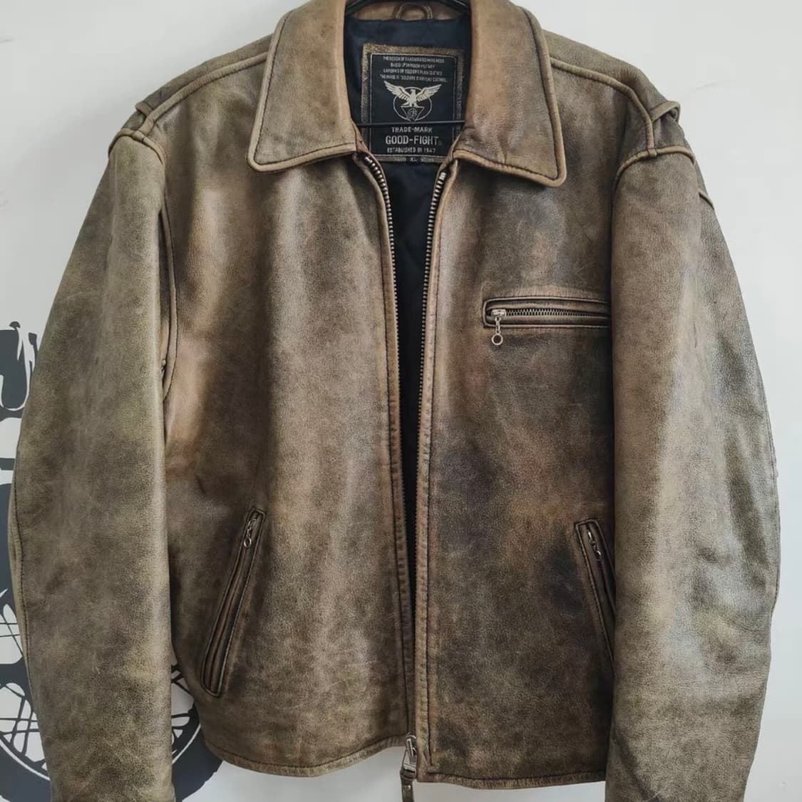 헤비 빈티지 레더 자켓 상품이미지1