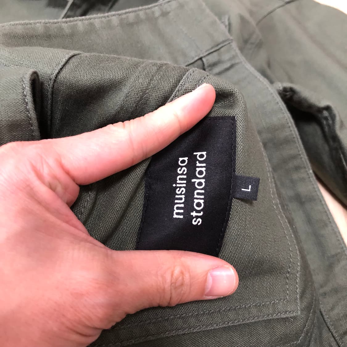 (M) 새상품 무탠다드 코튼 백사틴 초어 워크 자켓 카키 & 네이비 상품이미지4