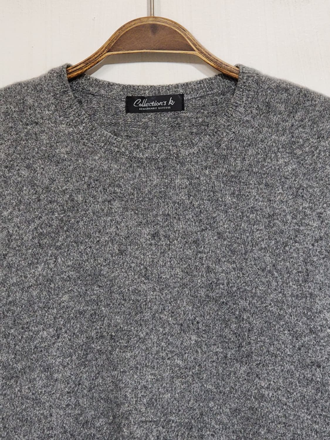 (L) 캐시미어 니트 차콜 스웨터 무지 라운드 캐주얼  상품이미지2