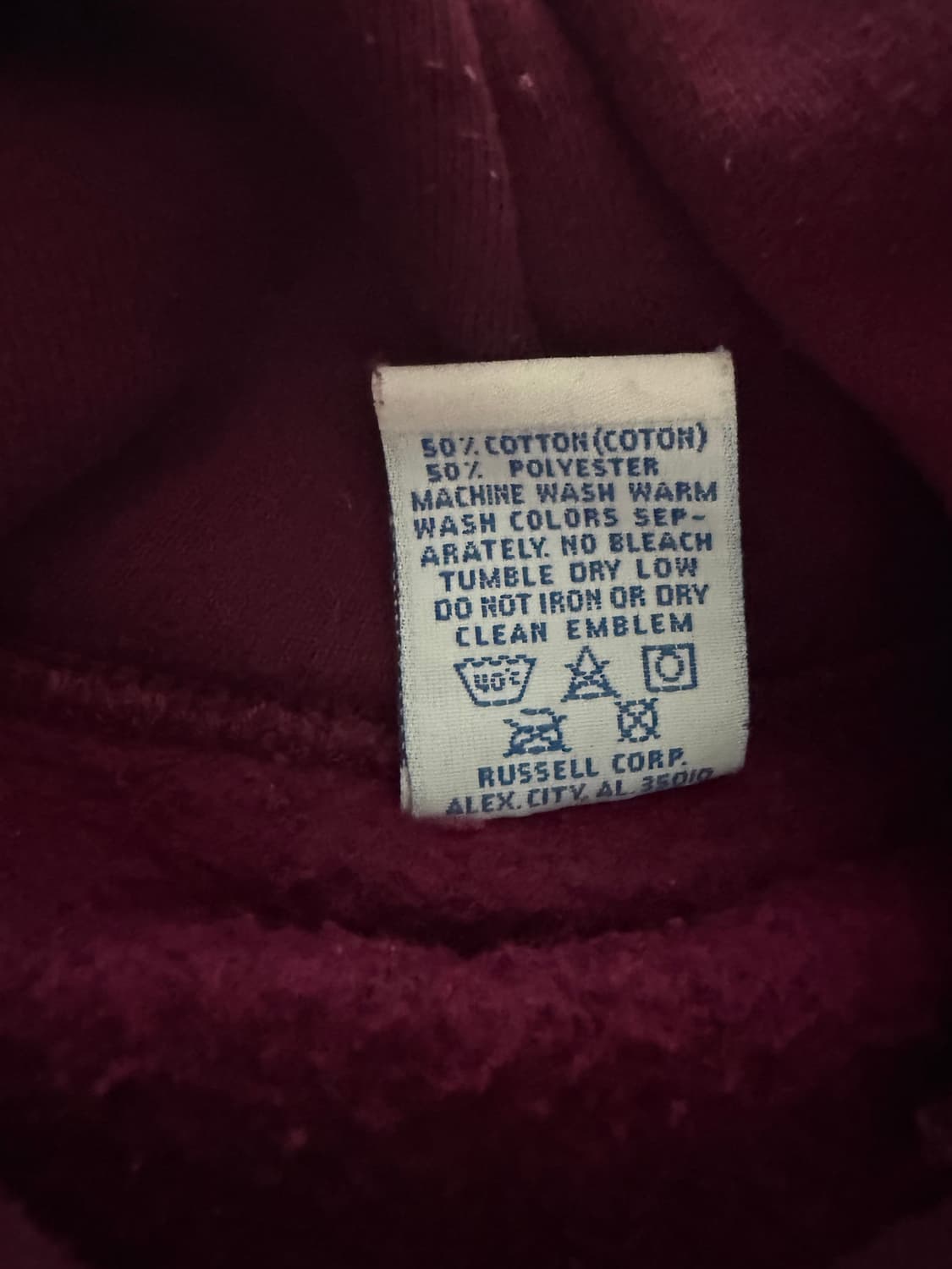 90‘s 러셀 usa xl 버건디후드 상품이미지3