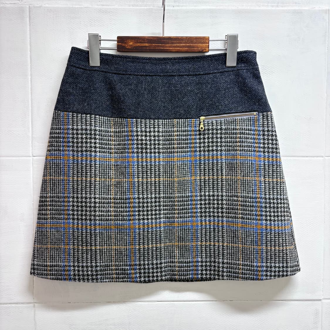 KUMIKYOKU 쿠미쿄쿠 울 체크 미니 스커트 상품이미지1