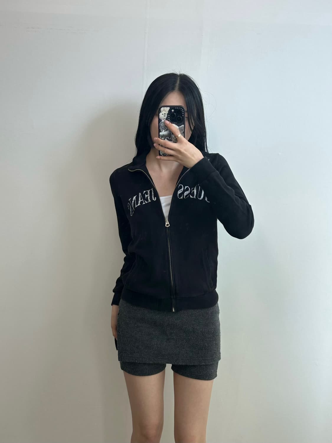 게스 진스 블랙 코튼 져지 집업 상품이미지1