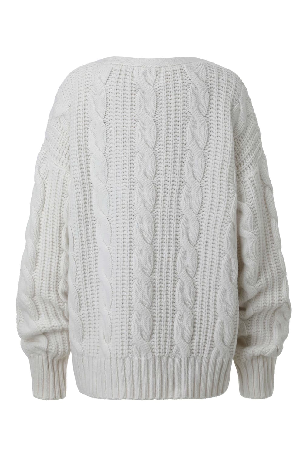 쓰리타임즈 케이블 버튼 울 니트 꽈배기 롱가디건 화이트아이보리 상품이미지2