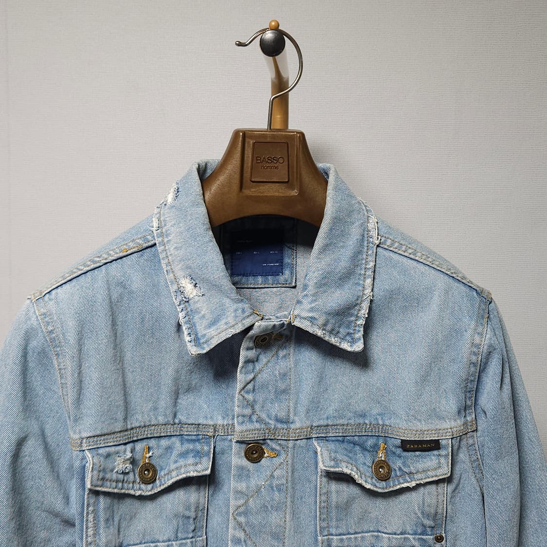 L ) ZARA MAN 데미지 데님 청자켓 상품이미지1