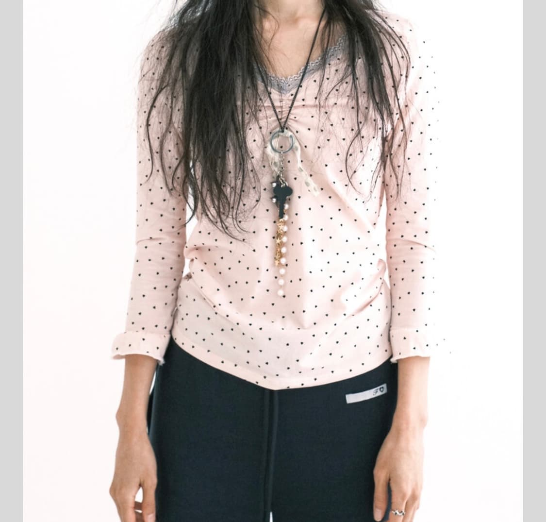 페어리 미니 하트 레이스 탑 핑크 상품이미지1