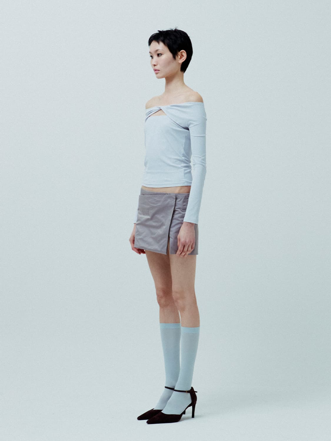 LAYERED TWIST TOP (LIGHT GRAY) 상품이미지3