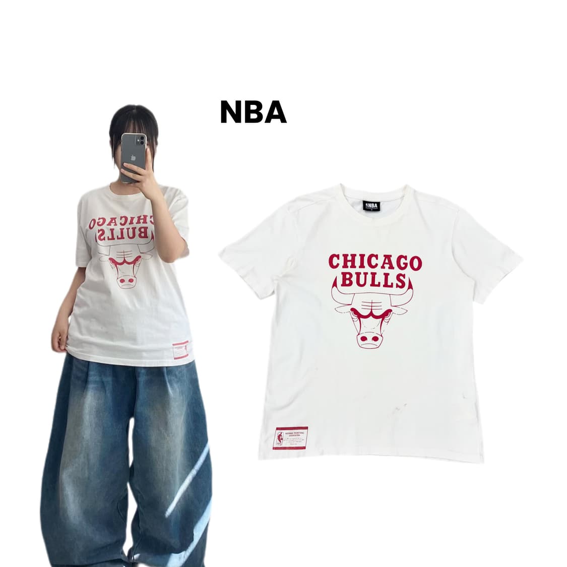 NBA 시카고불스 반팔 티셔츠 화이트 상품이미지1