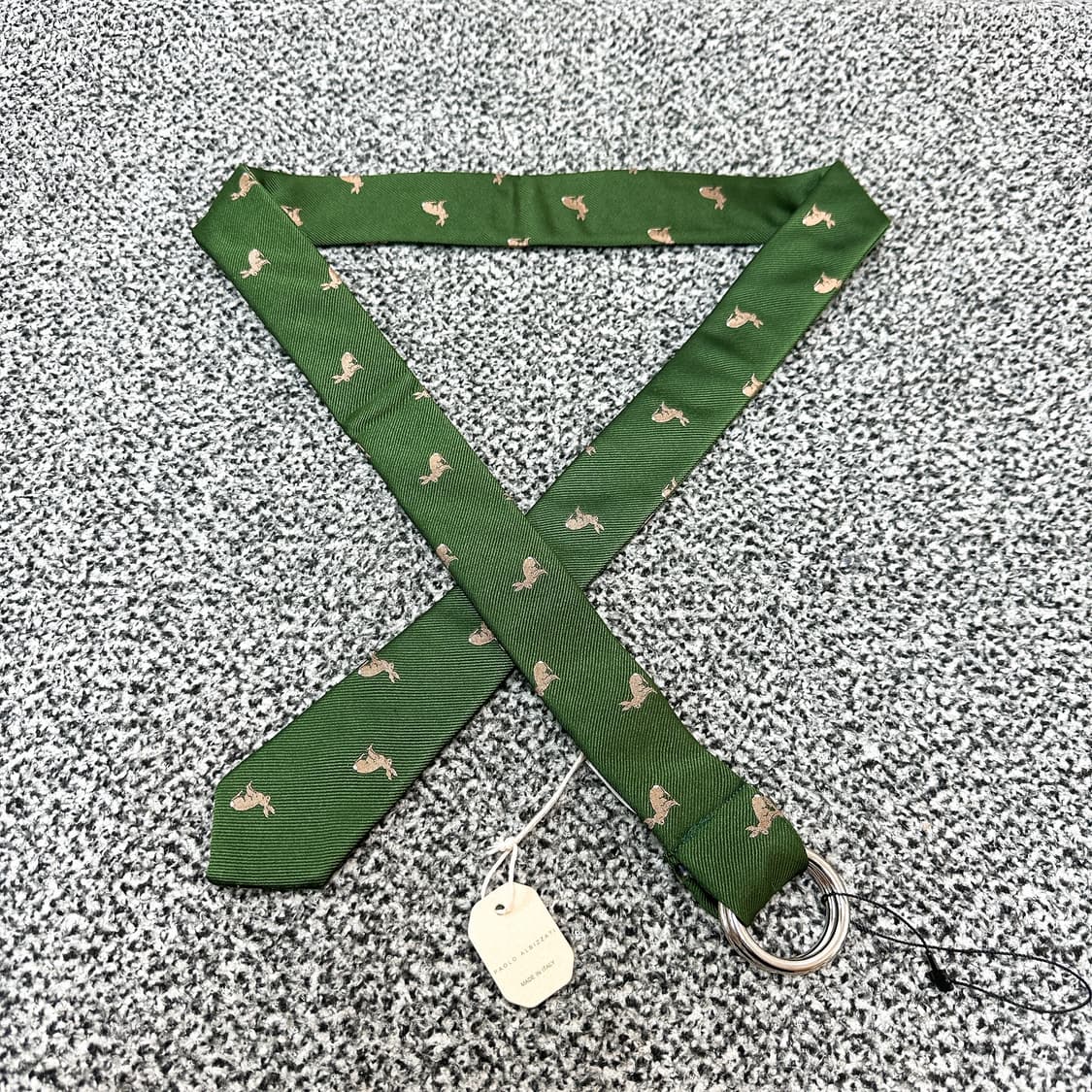 PAOLO ALBIZZATI 남성 그린 자수 실크 링  상품이미지2