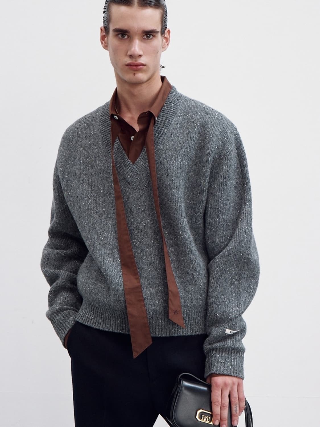 렉토 23fw 브라운 타이 셔츠 상품이미지5