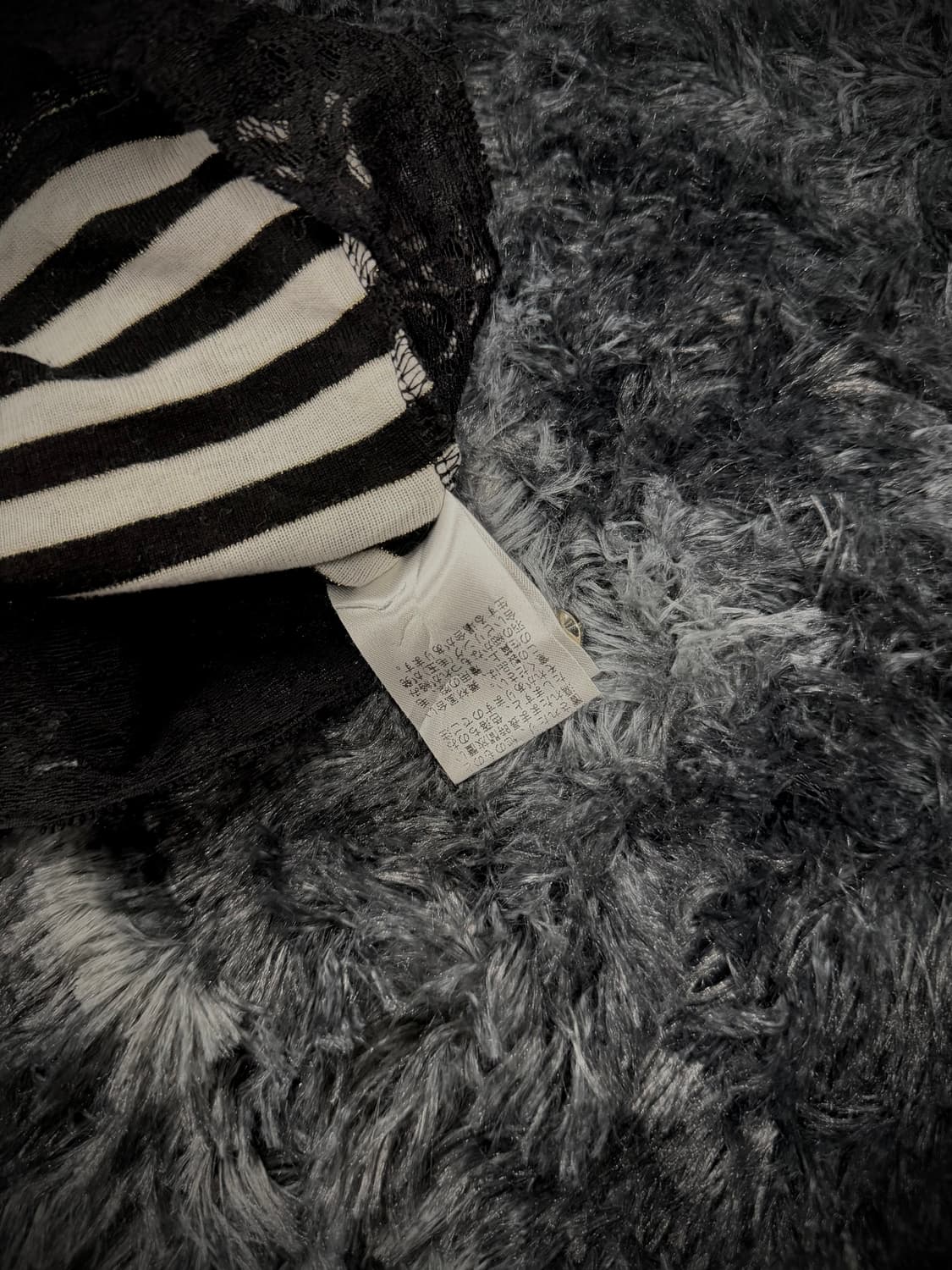 스트라이프 패턴 밑단 레이스 Y2k 퍼프소매 링거티 상품이미지4