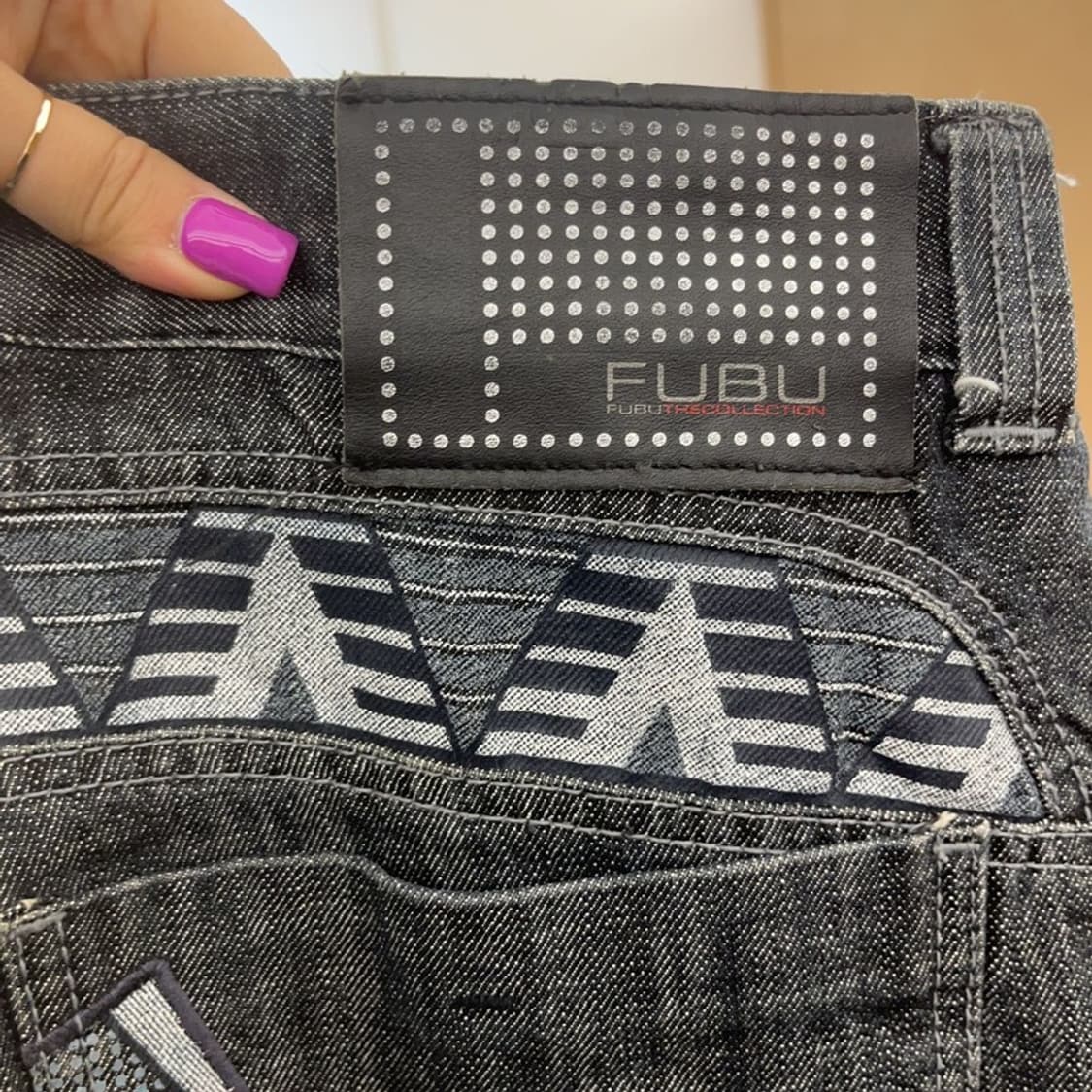 푸부 FUBU 올드스쿨 에스닉 패턴 데님팬츠 36인치 C06757 상품이미지5