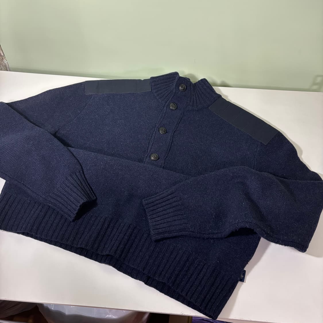 100 L 폴로 랄프로렌 네이비 모100% 어깨패치 크루넥니트 상품이미지2