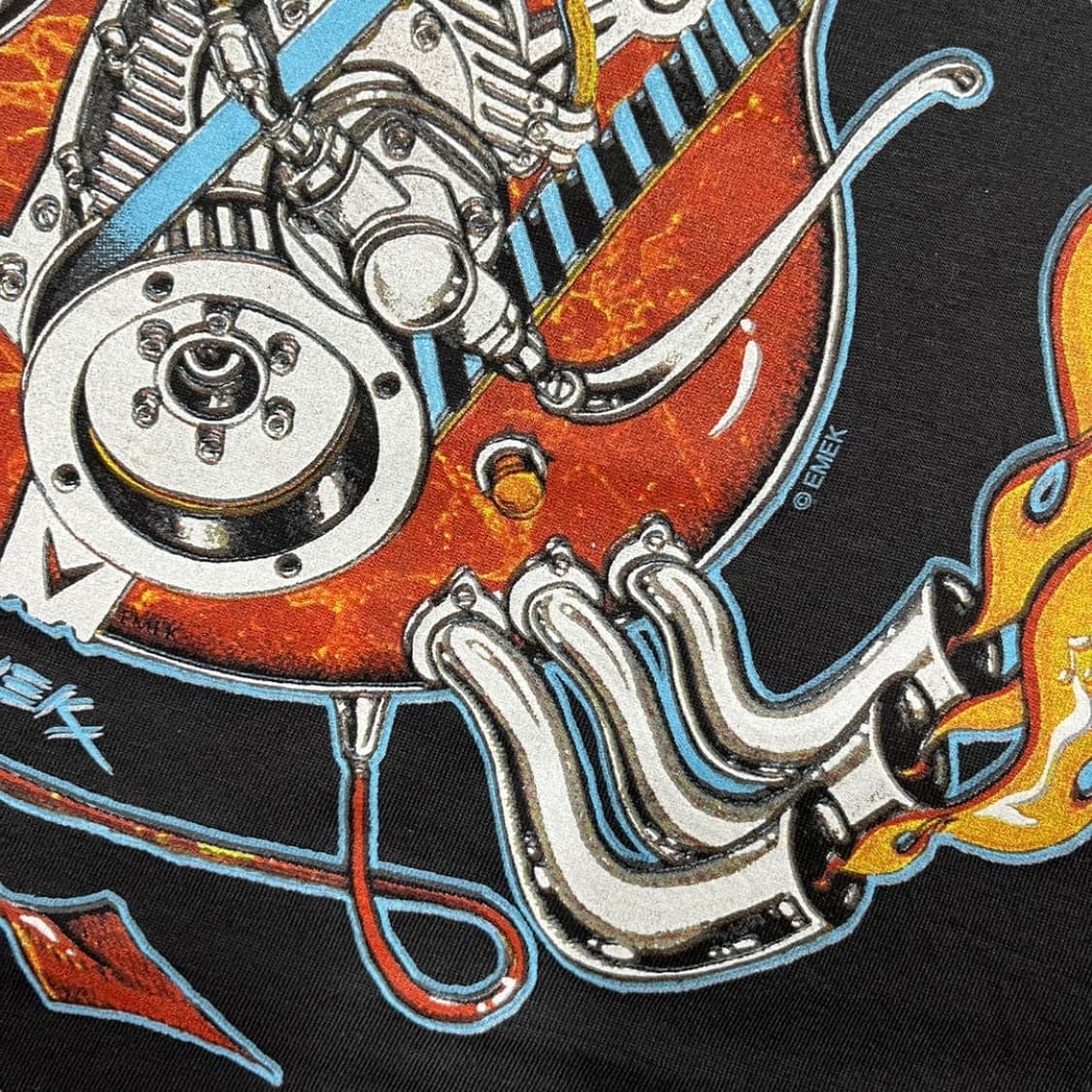 EMEK 플레임 일렉기타 락시크 다크 빈티지 반팔 티셔츠 상품이미지5