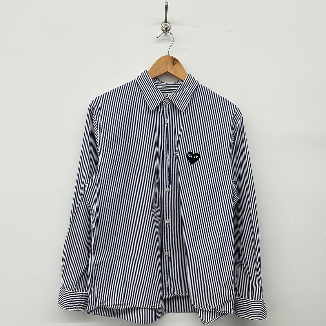 꼼데가르송 스트라이프 셔츠 블랙와펜 여L 상품이미지1