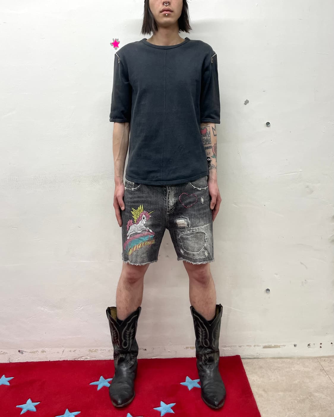 shoulder zipper gray T-shirt 상품이미지4