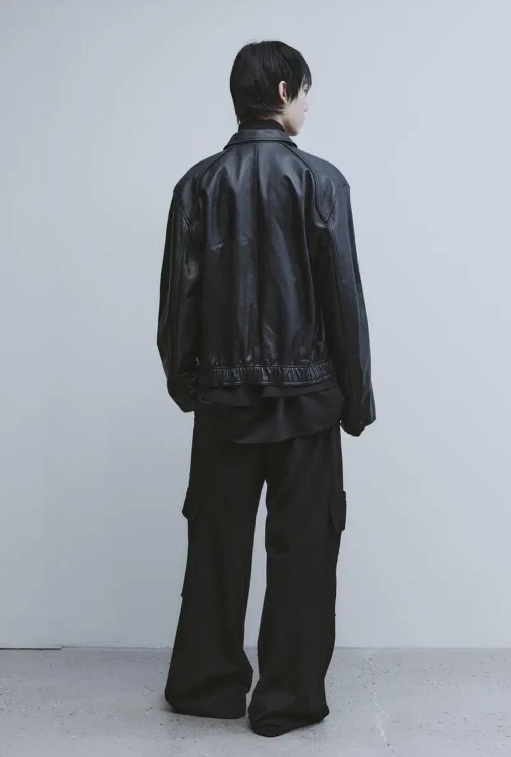 Youth Leather Bomber - Black 상품이미지4
