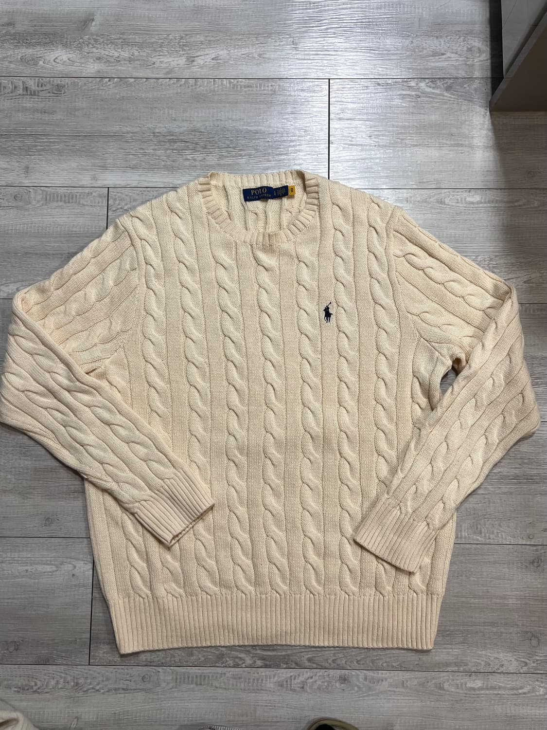 폴로 케이블 니트 크림 L 105 거의 새것 QR 정가 25 상품이미지1