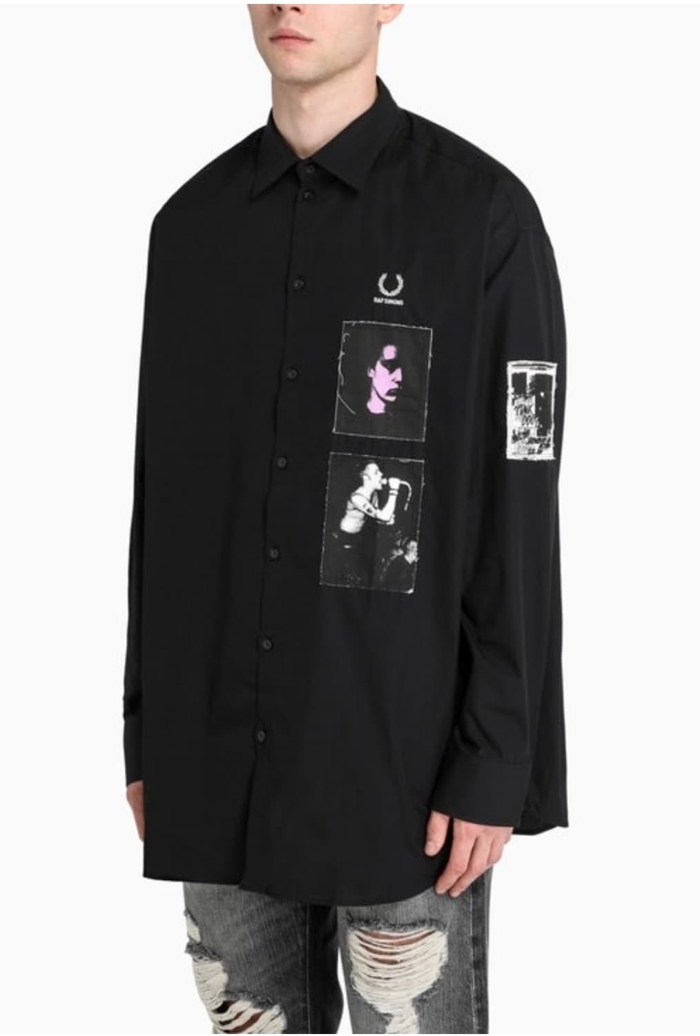 라프시몬스 프레드페리 패치 코튼 셔츠 m  상품이미지6