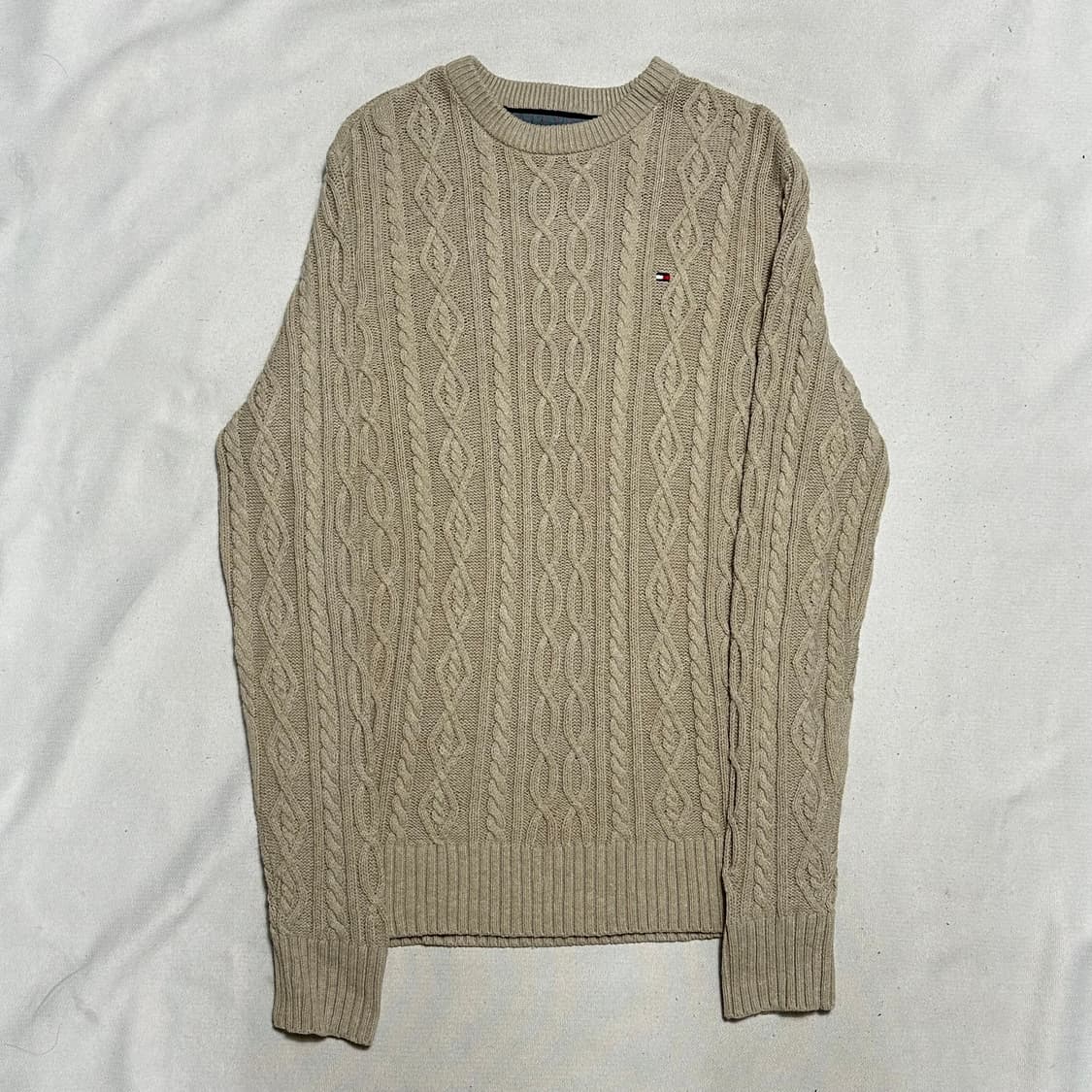 L 타미힐피거 베이지 케이블 니트 상품이미지2