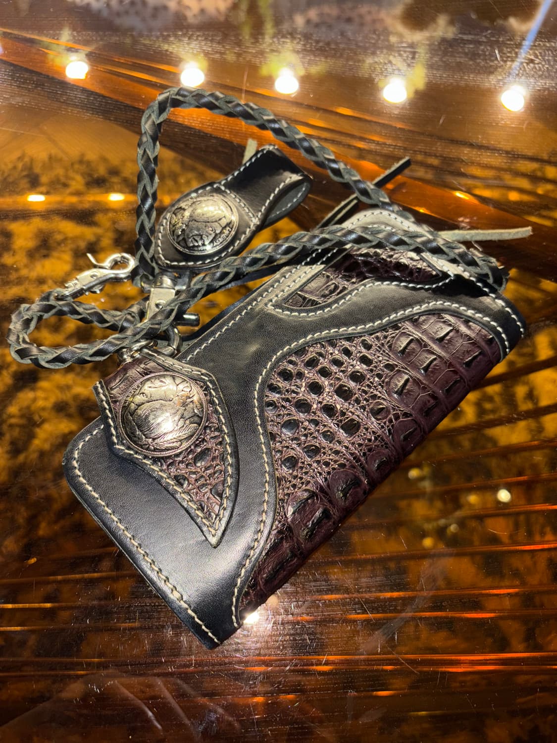 alligator leather keychain long wallet 상품이미지1