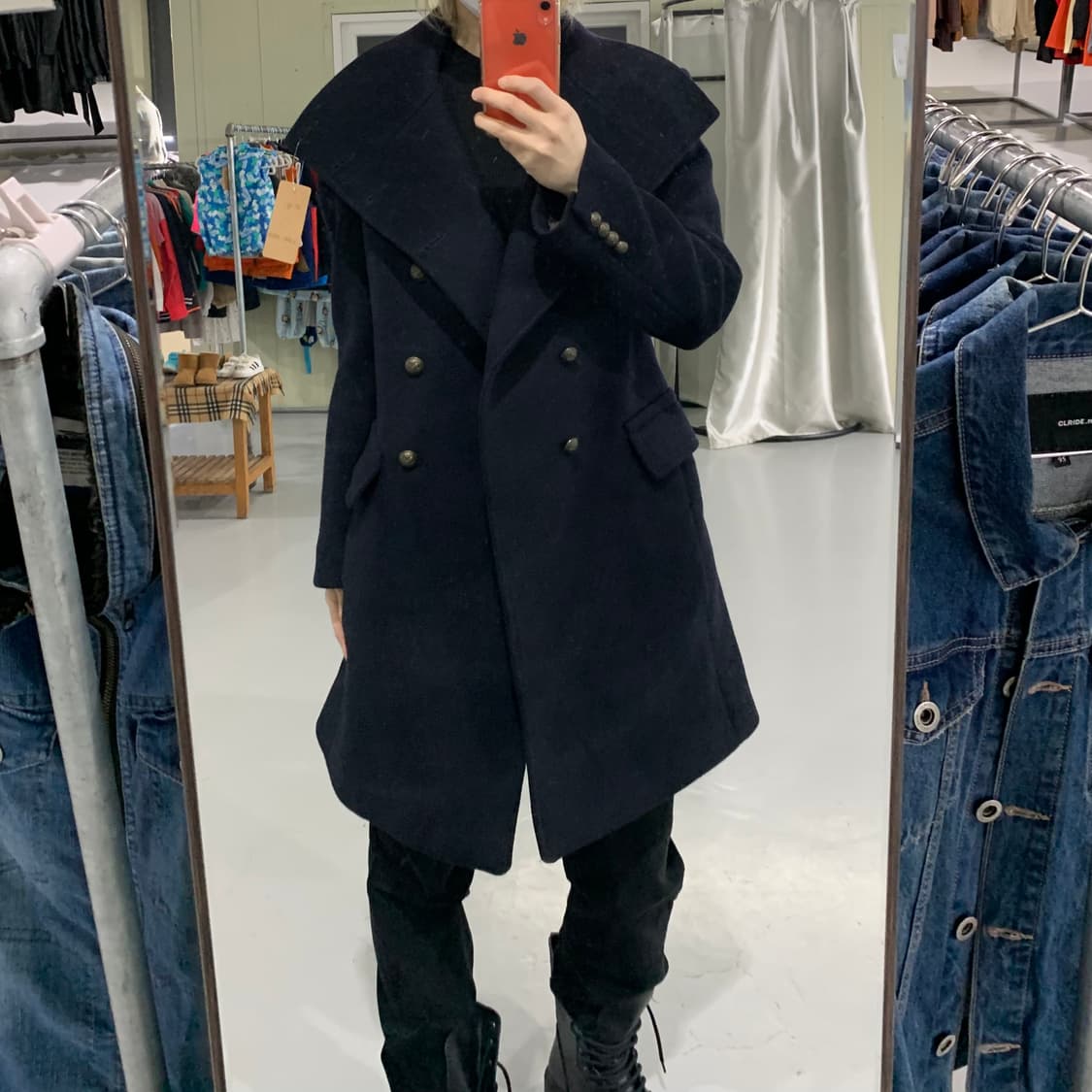 타임옴므 빈티지 하이넥 금장 피코트 105 나폴레옹 하프코트 상품이미지2