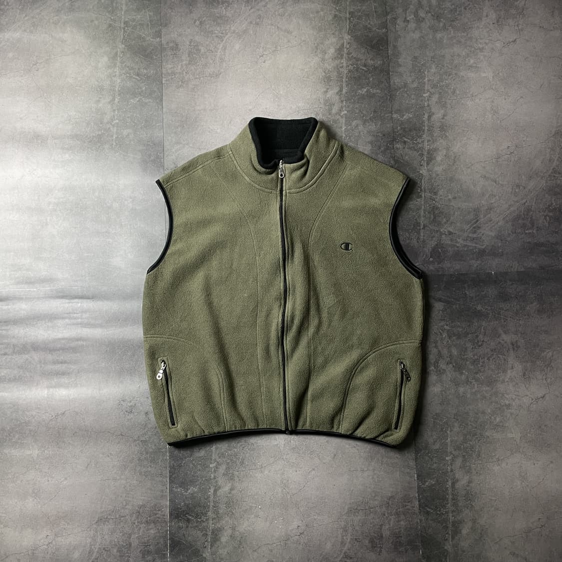 CHAMPION 00s 챔피온 빈티지 카키 플리스 베스트 A00543 상품이미지1