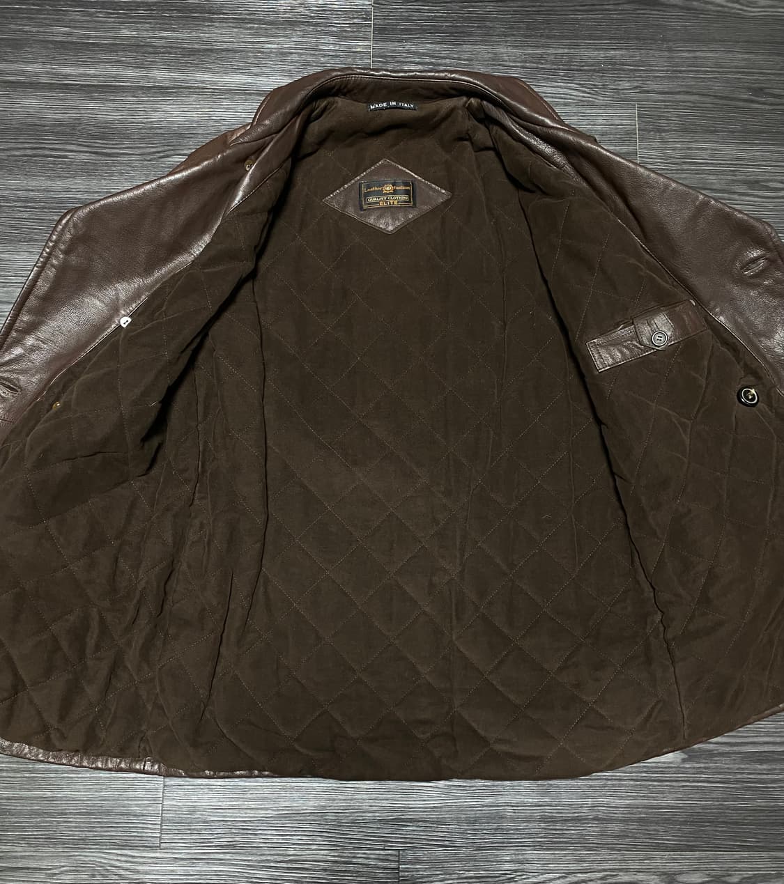 90s 이태리 가죽 레더 더블 코트 자켓 아메카지 M 95 상품이미지4