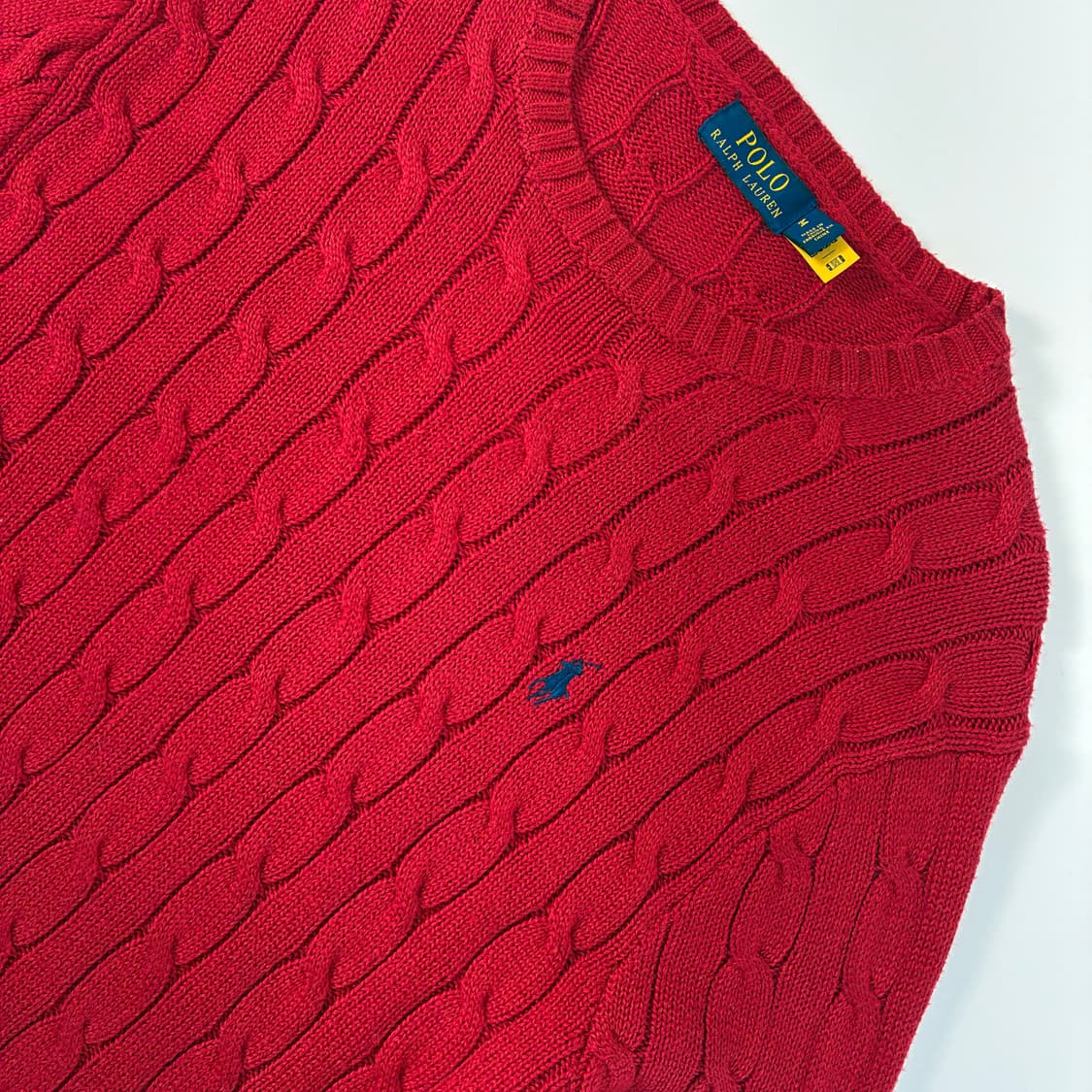 Polo  폴로 랄프로렌 신형 자수 코튼 레드 꽈배기 니트  상품이미지3