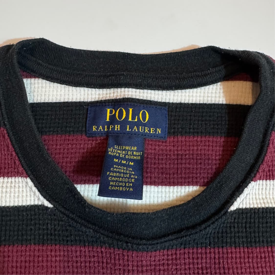 폴로 랄프로렌 레드 스트라이프 와플 티셔츠 상품이미지3