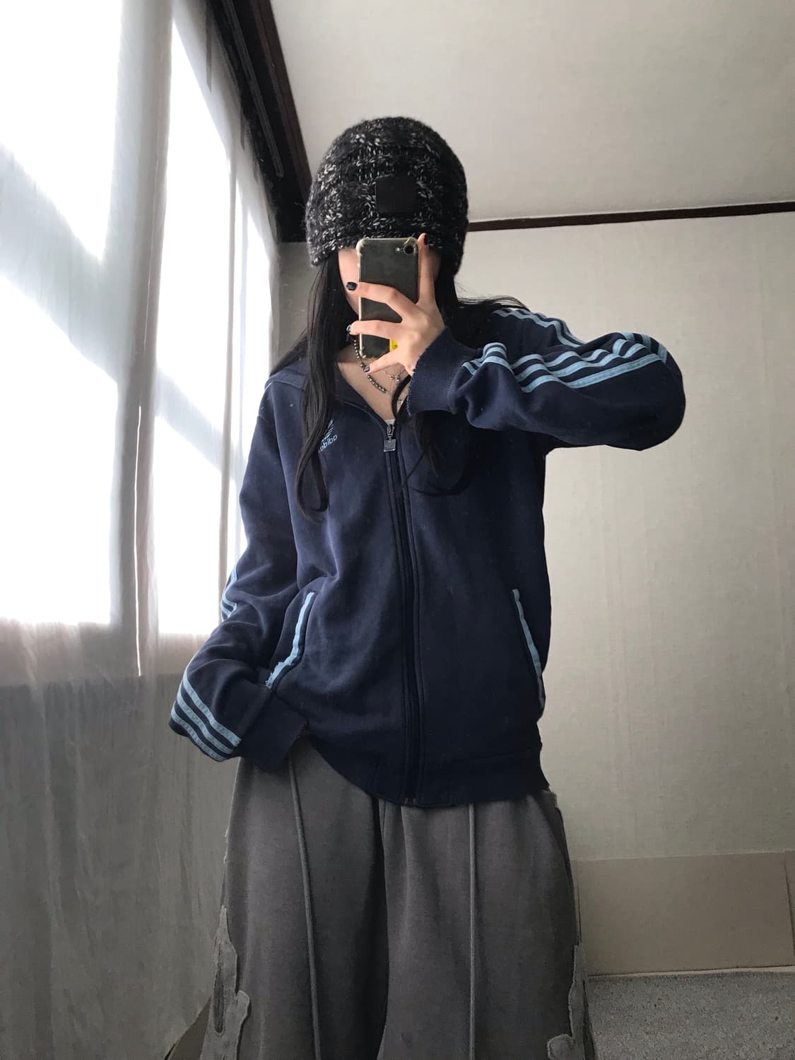 아디다스 00s 네이비 연하늘 후드집업 상품이미지6