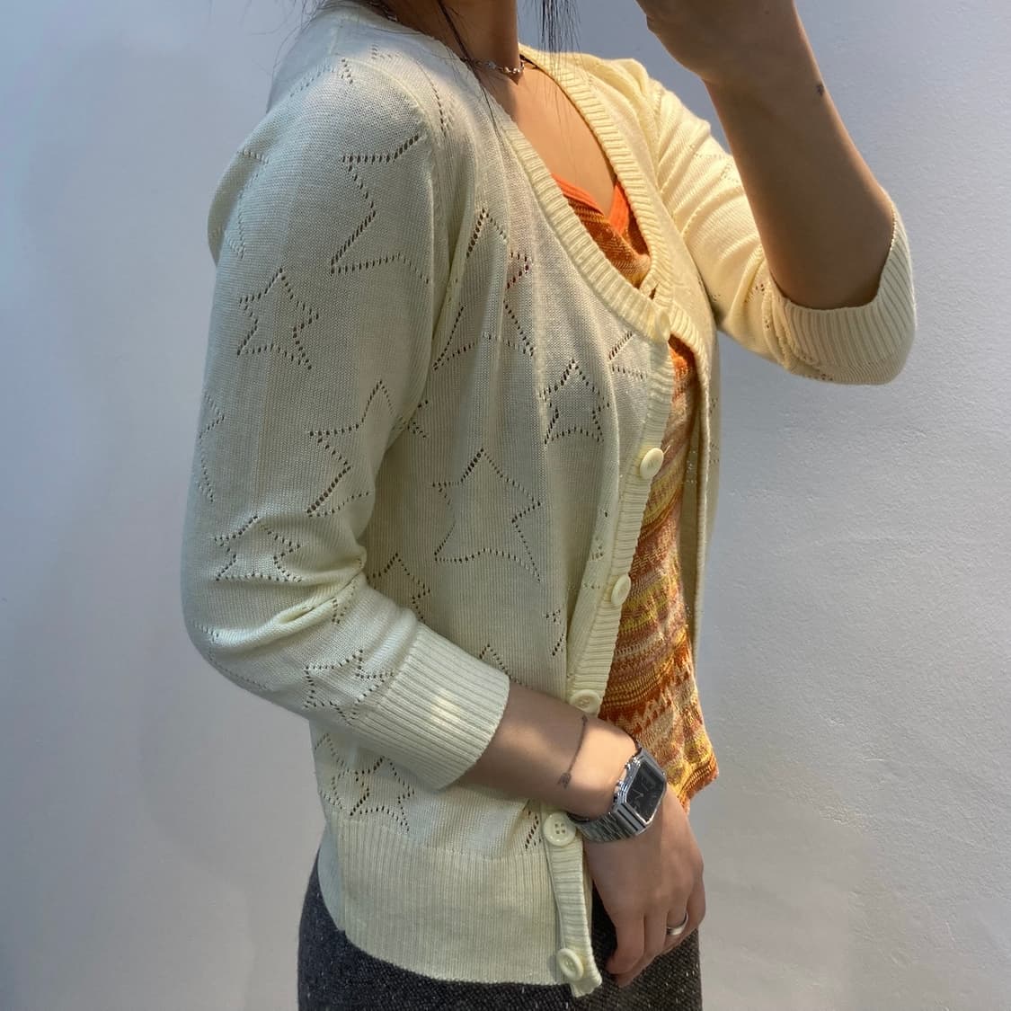 Fjer 별 펀칭 7부 가디건 상품이미지3