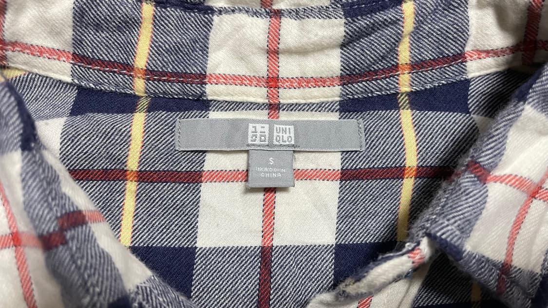 JPN 일본 빈티지 y2k 모리걸 유니클로 네이비 코튼 체크 셔츠 S 상품이미지8