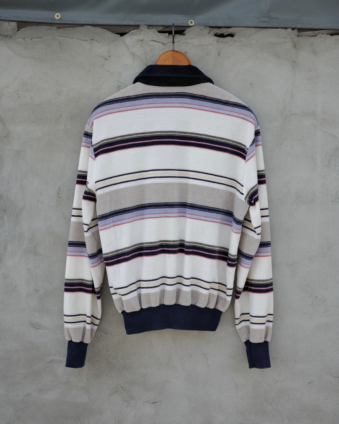 80‘s Velour 스트라이프 오픈카라 폴로셔츠 상품이미지4