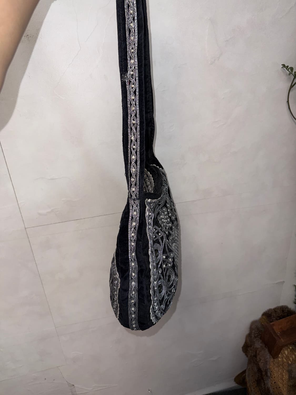 Black ethnic heart diamond beads bag 상품이미지4