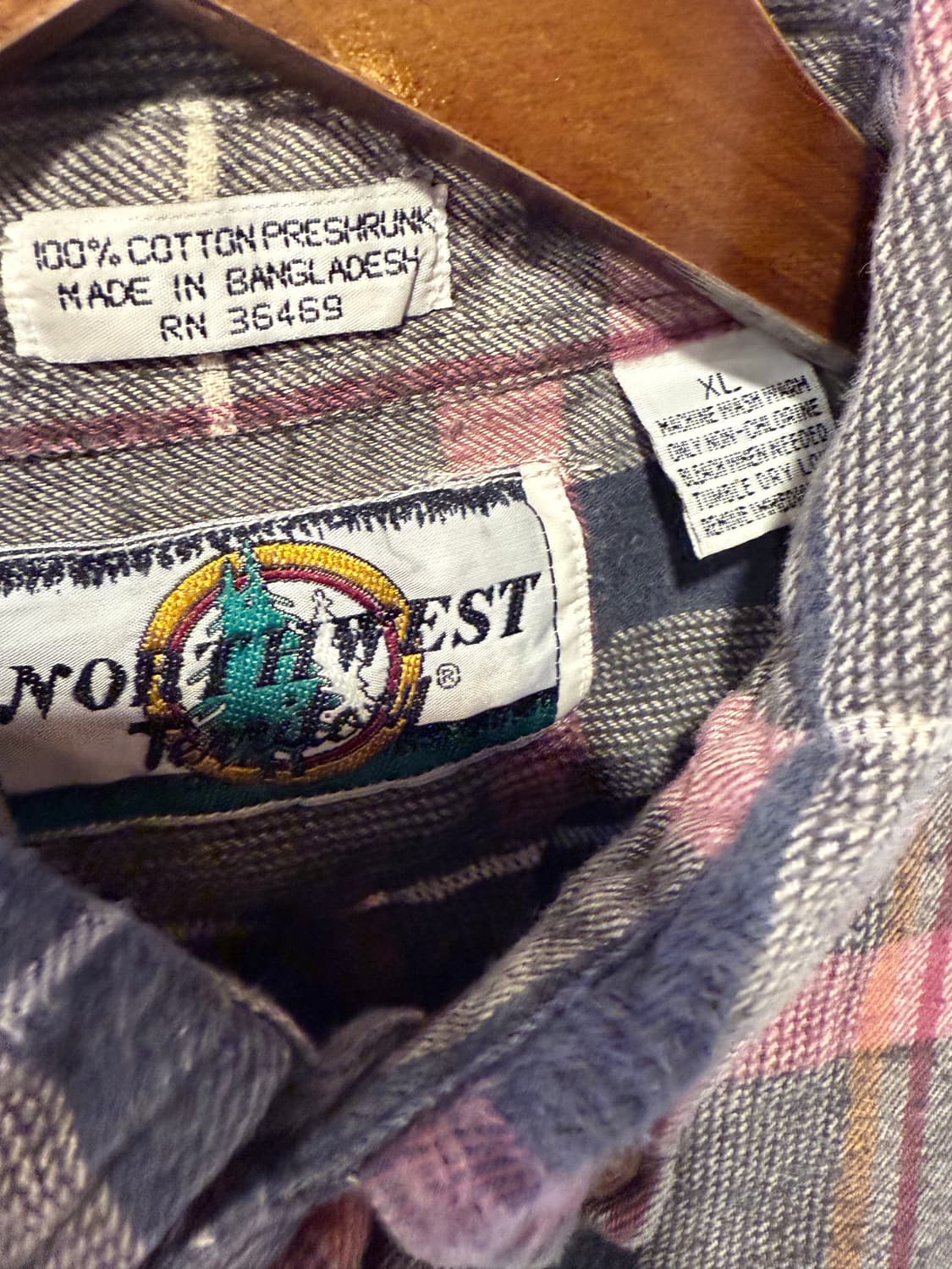 빈티지 그레이 핑크 플란넬 체크셔츠 상품이미지2