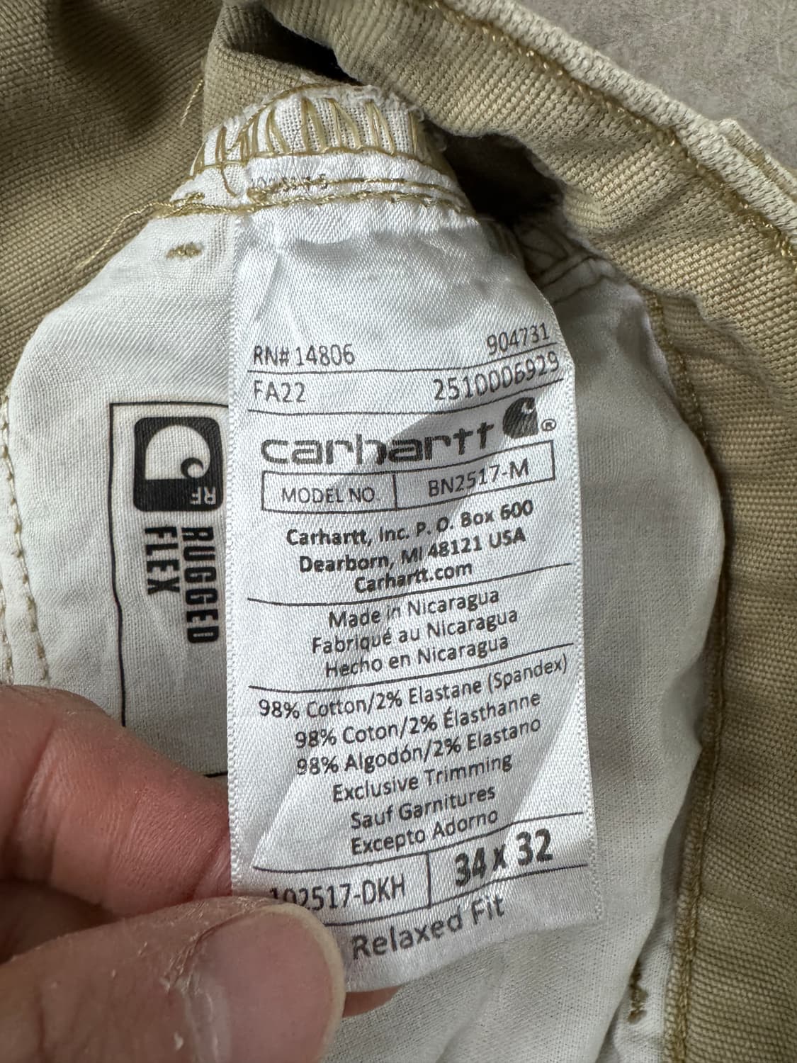 칼하트 러기드 플렉스 워크 팬츠 (34x32) 상품이미지4