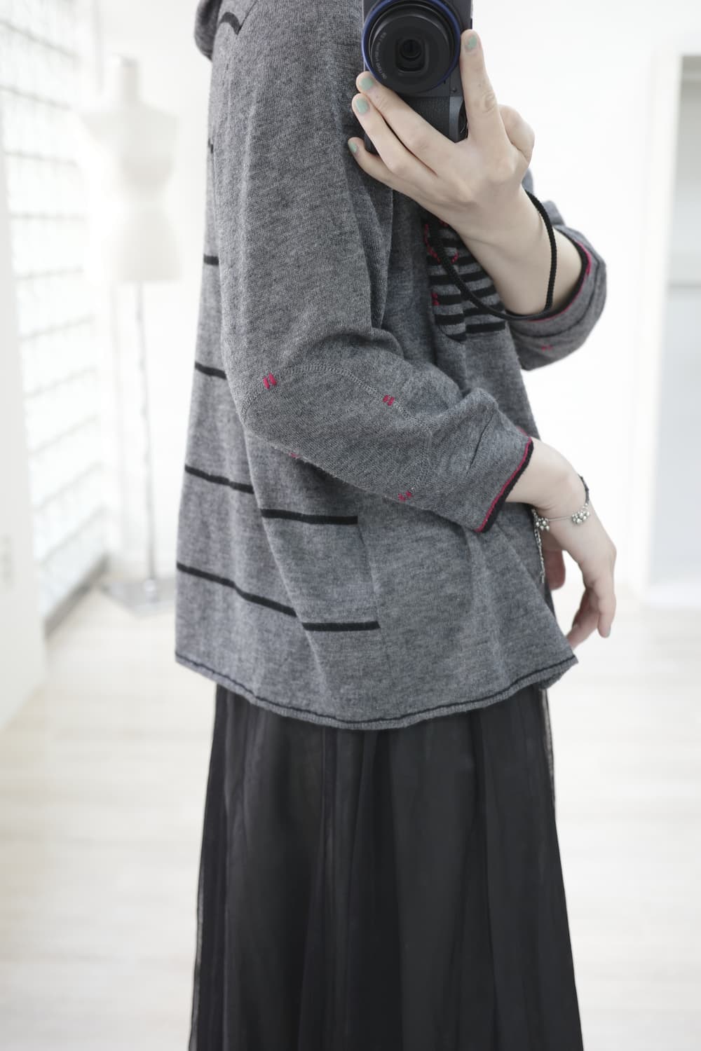 EB heart red stripe cardigan 상품이미지3