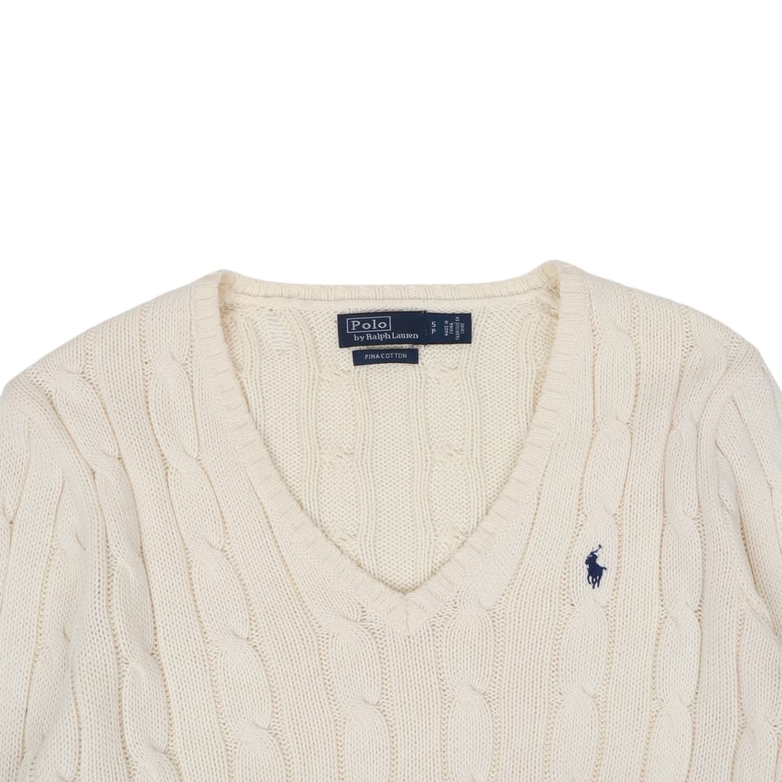 폴로 랄프로렌 아이보리 브이넥 케이블 니트 상품이미지3