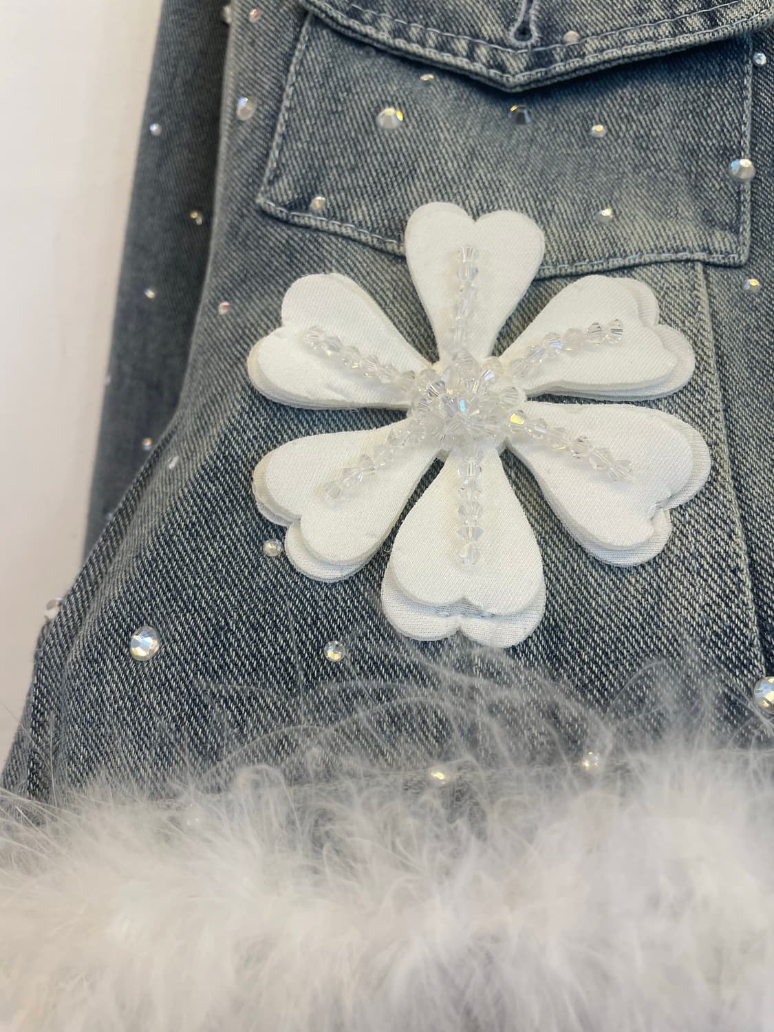 희귀템 플라워 큐빅 데님자켓 청자켓 숏자켓 크롭자켓 상품이미지5