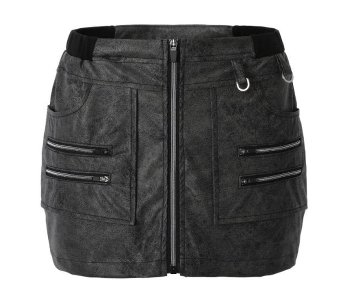 쓰리타임즈 zip leather skirt 지퍼 레더 미니 스커트 쓰탐 상품이미지1