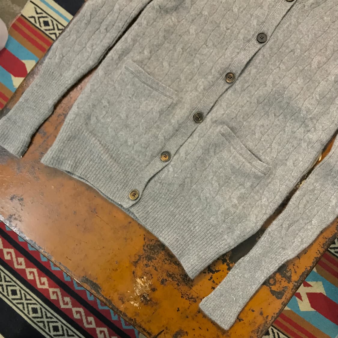 폴로랄프로렌 캐시미어 혼방 그레이 케이블 롱 가디건 여성 44 55 상품이미지4