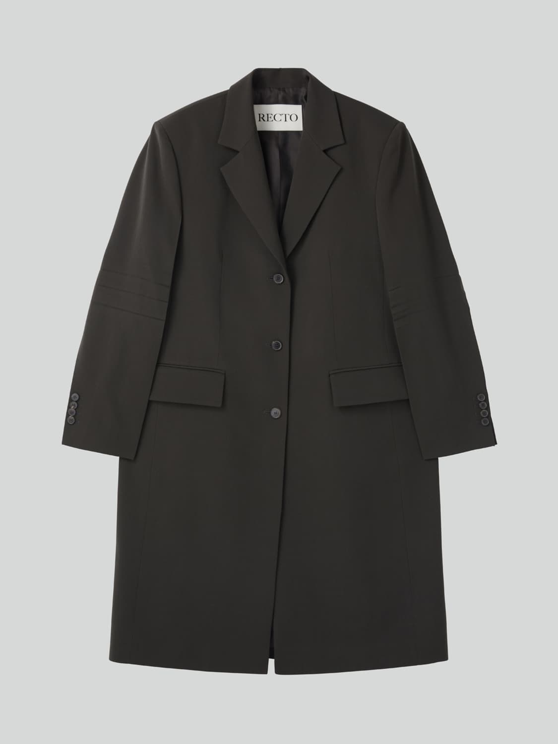 렉토 RECTO 슬리브 크리즈 울 코트 차콜 상품이미지8