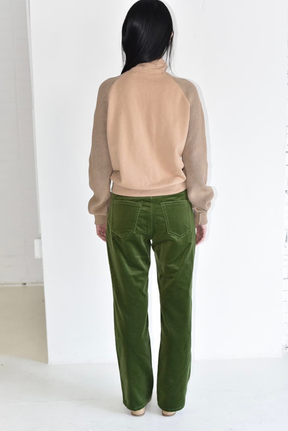 teak silk velvet pants khaki green s 상품이미지4